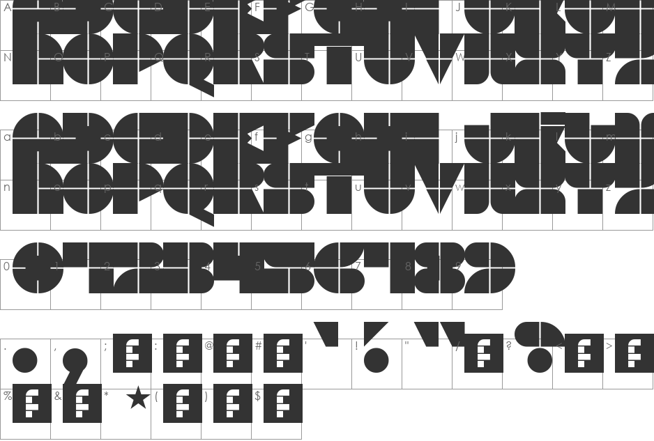 Plano font character map preview
