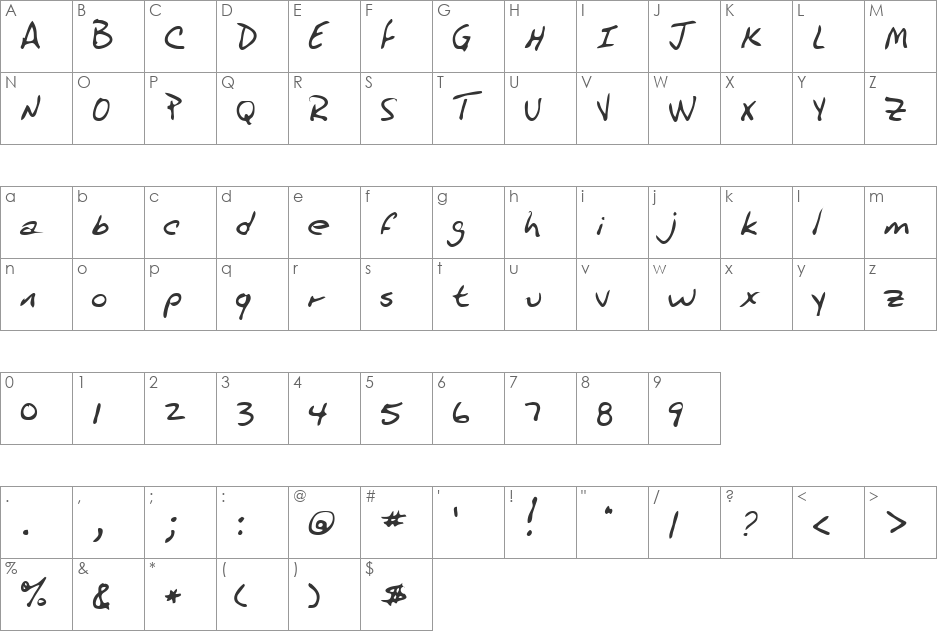 Plano font character map preview