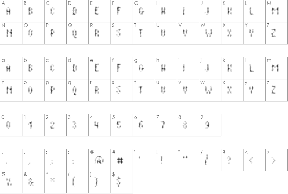 Plaq font character map preview