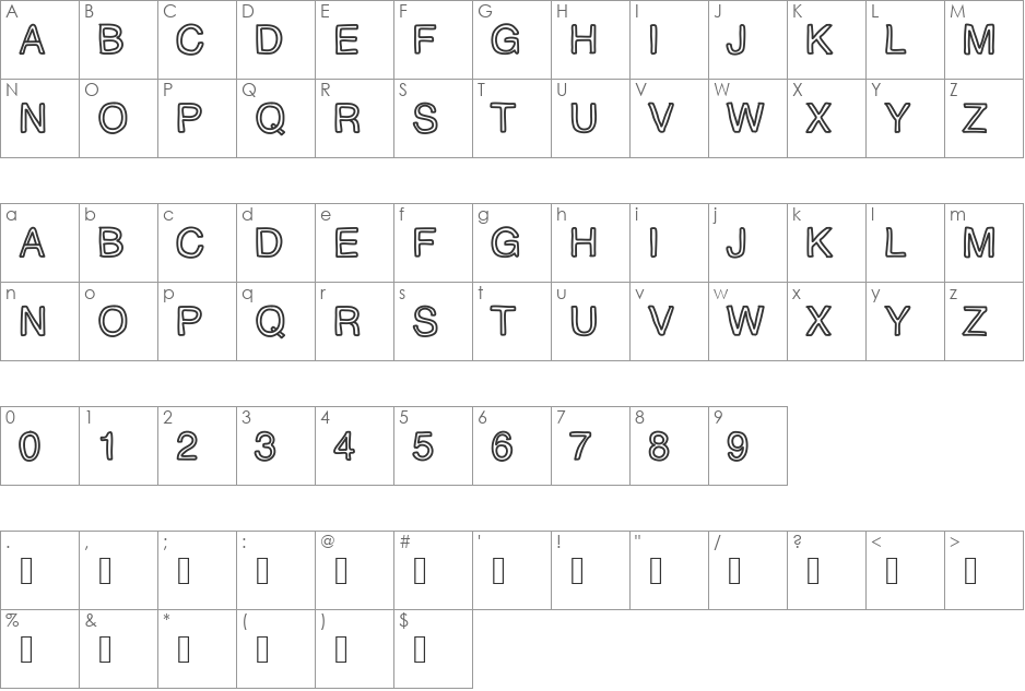 PLAQUE font character map preview