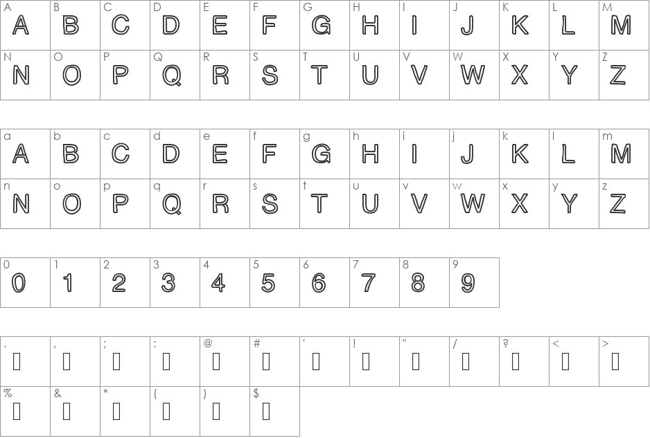 PLAQUEZIP font character map preview