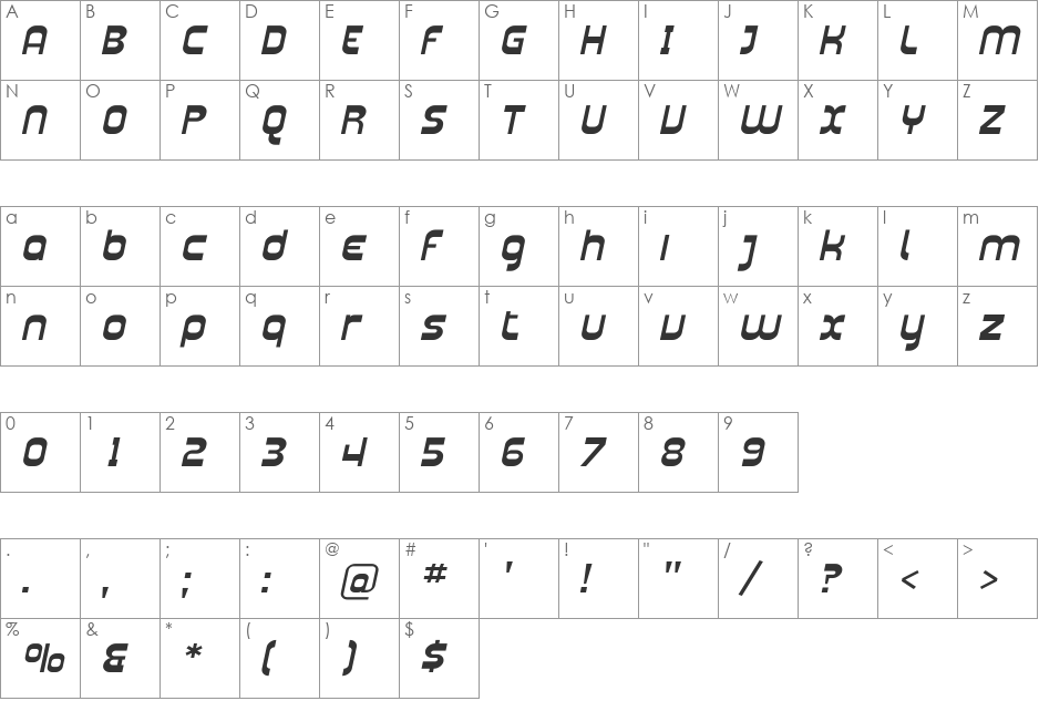 Plasmatica Ext font character map preview