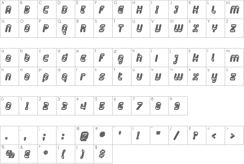 Plasmatica Open font character map preview