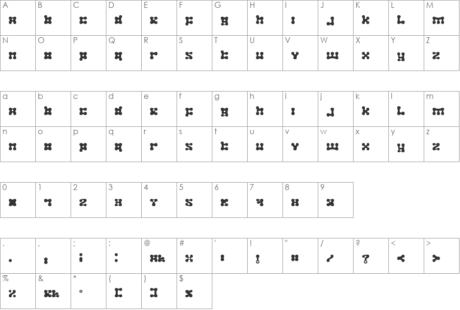 Plastelina font character map preview