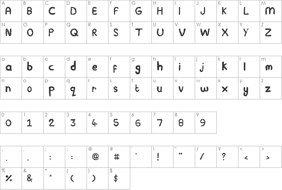 Plasticine font character map preview