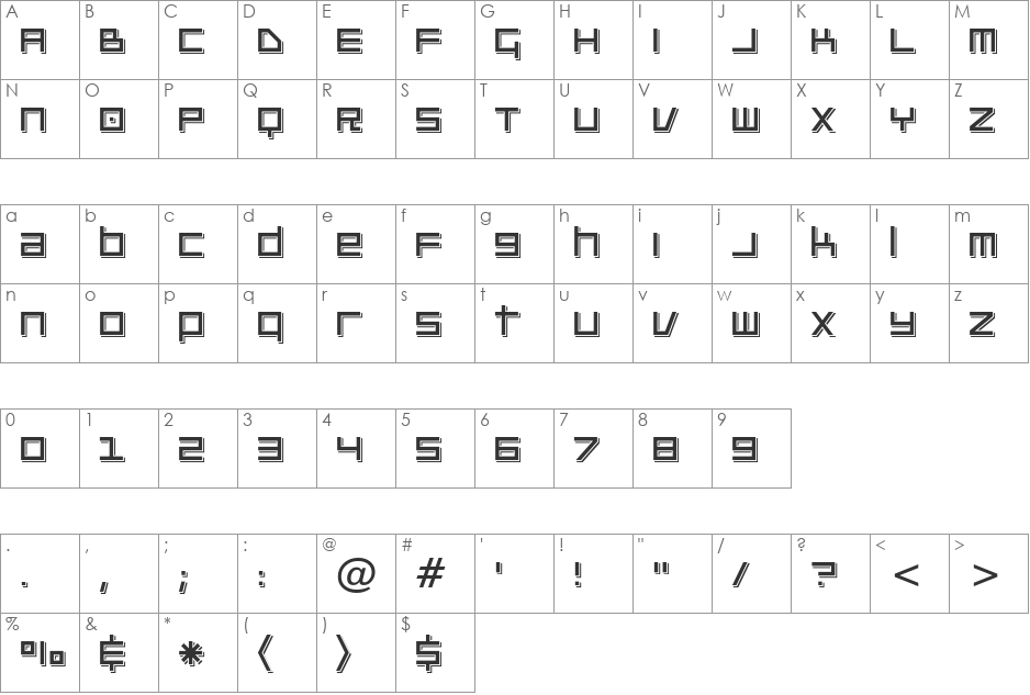 Platinum Beat BTN Raised font character map preview