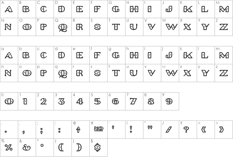 Platinum Hub Caps Polished font character map preview