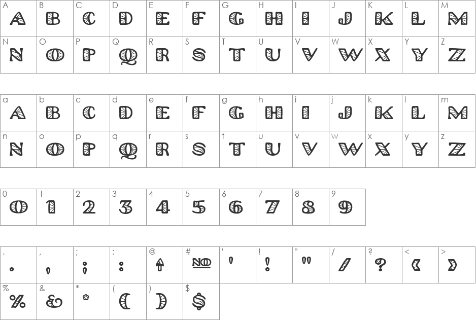 Platinum Hub Caps Spoked font character map preview