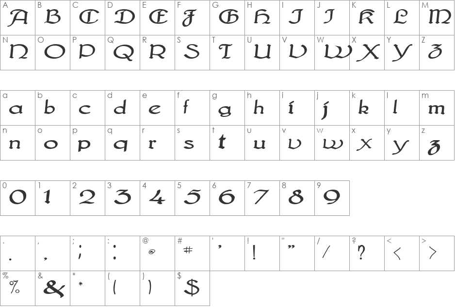 PlatoFontNew113 font character map preview