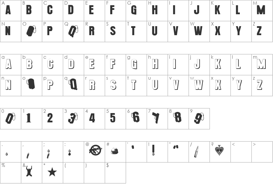 PLATOoN font character map preview