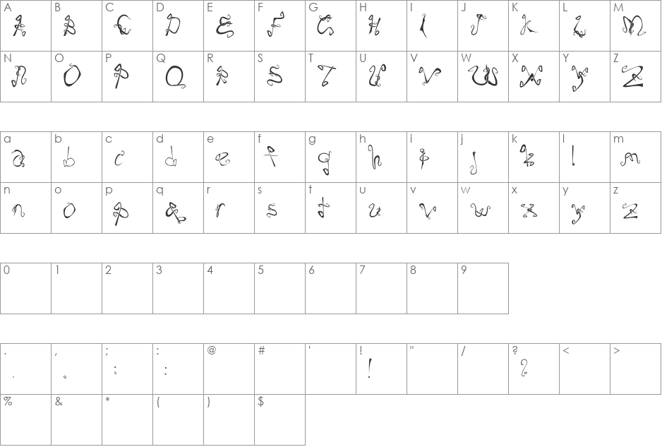 Play With Me font character map preview