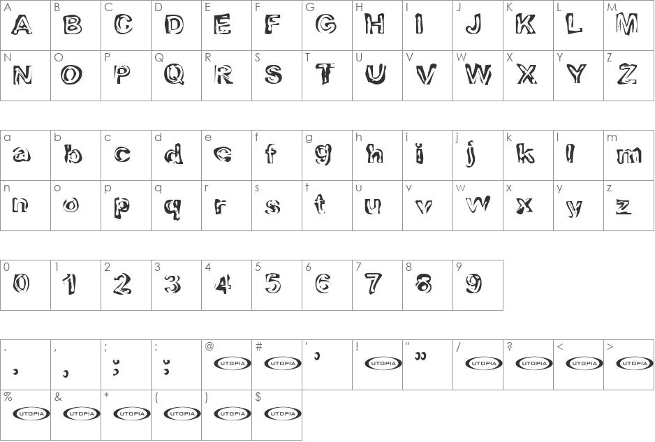 Playdough font character map preview