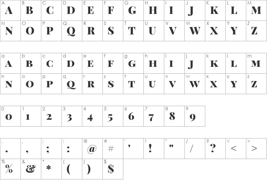 Playfair Display SC font character map preview