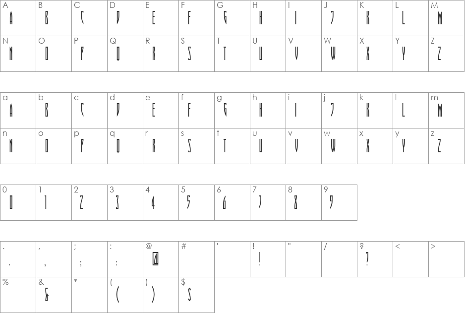 Playoff font character map preview