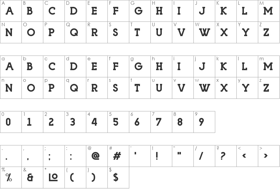 Playoffs Serif font character map preview