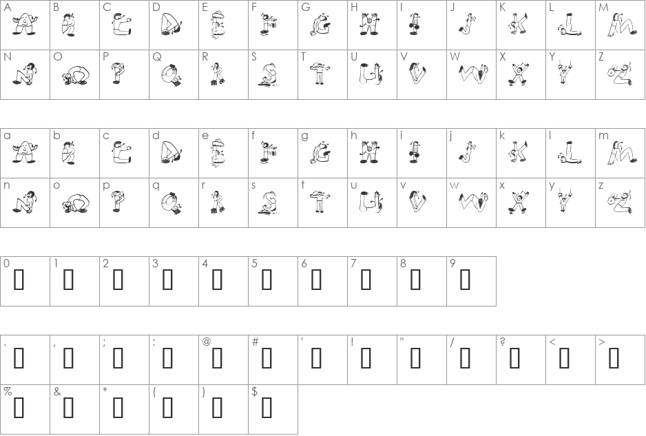 Playschool font character map preview