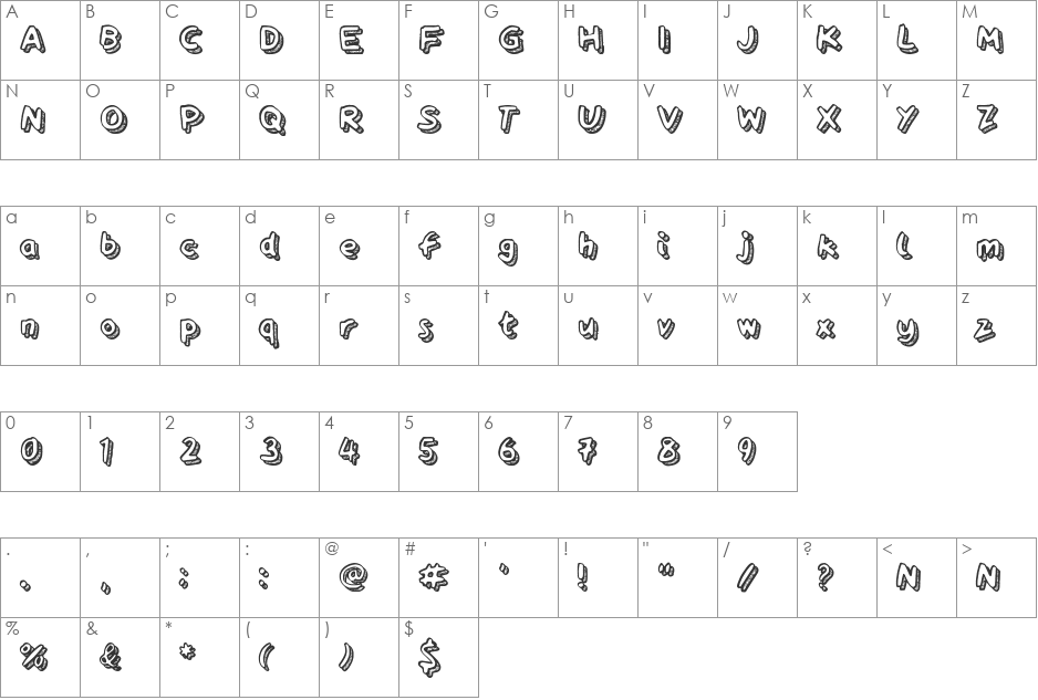 Playtime font character map preview