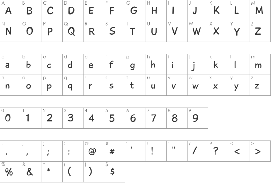 Playtime With Hot Toddies font character map preview