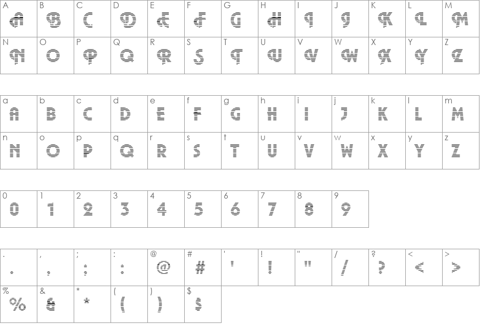 Plaza02 Becker font character map preview