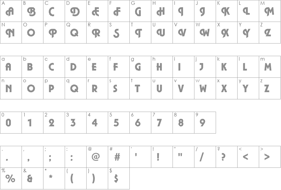 Plaza03 Becker font character map preview