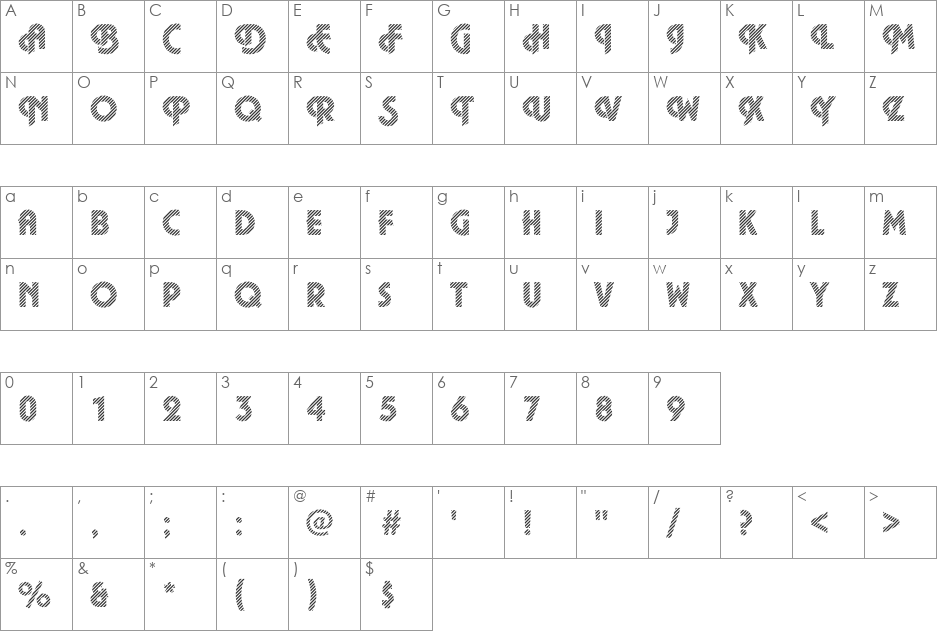 Plaza04 Becker font character map preview