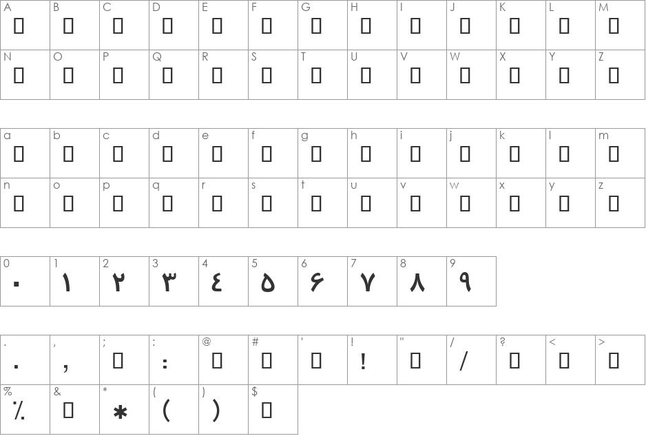 B Traffic font character map preview