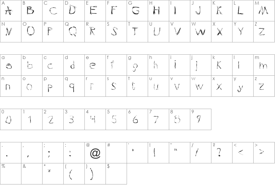 PleasureGelf font character map preview