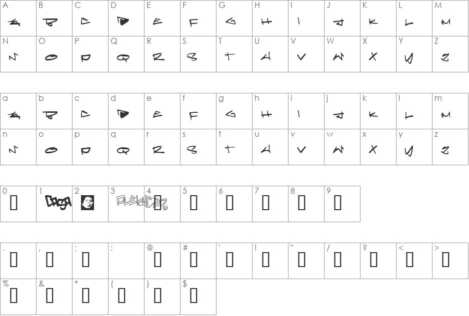 Pleiades font character map preview