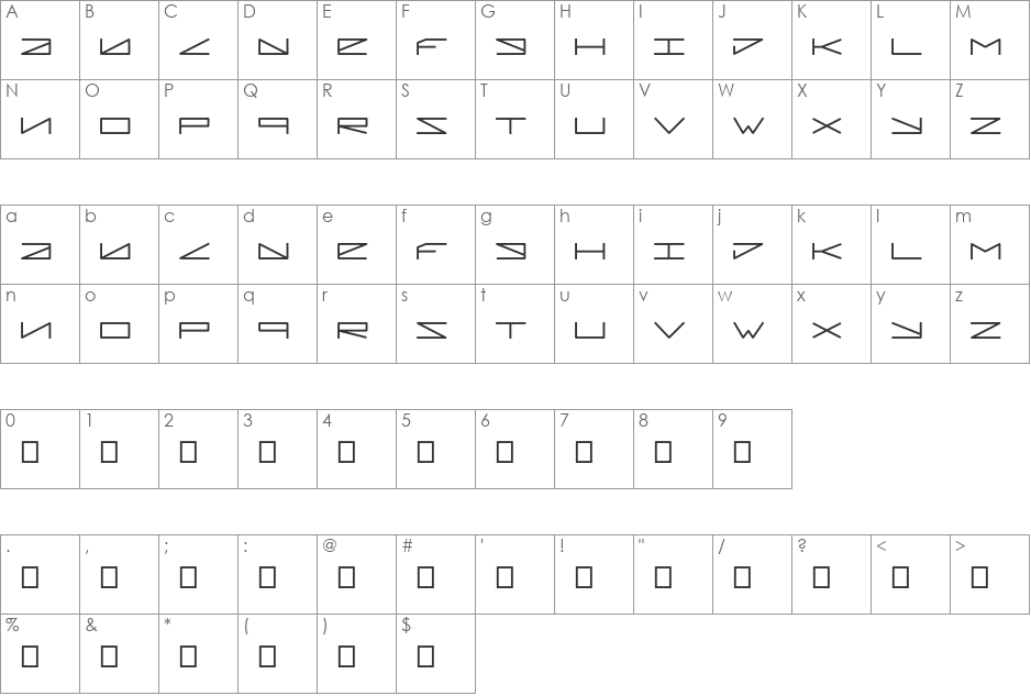 Pleiadian font character map preview