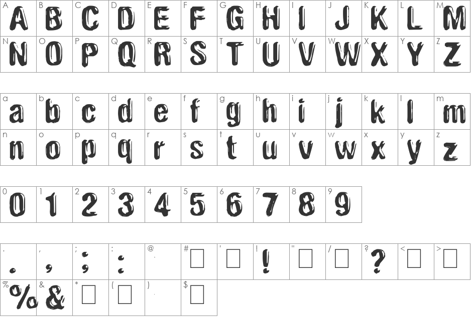 Plekkmees2 font character map preview