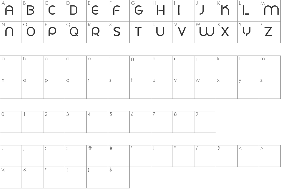 Plig nova font character map preview
