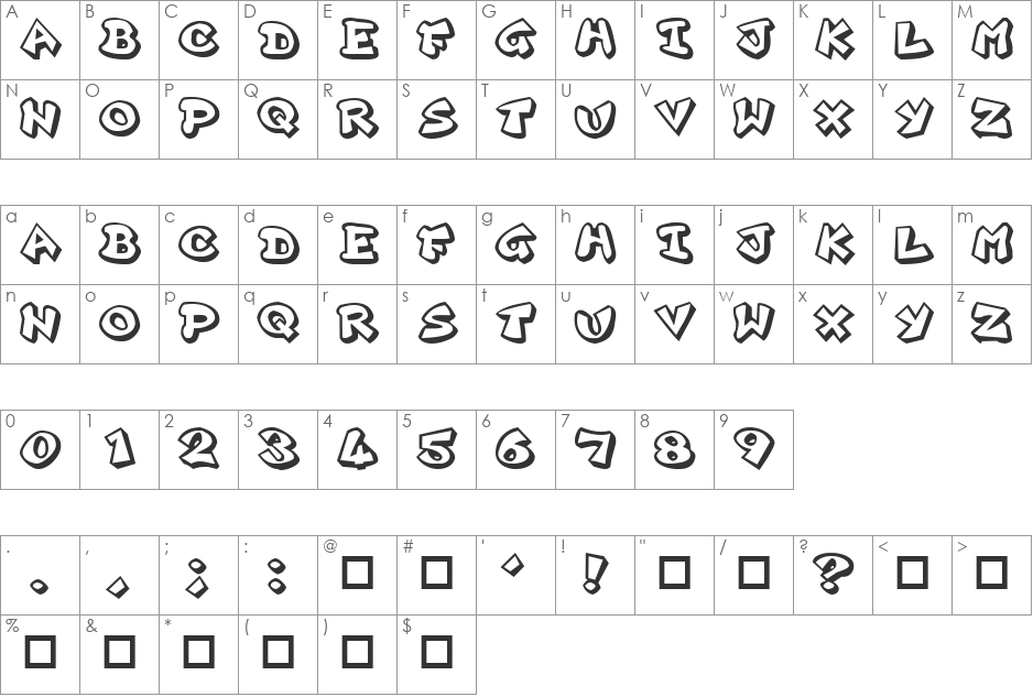 Plok font character map preview