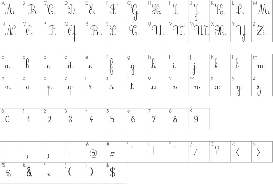 PlumBAE font character map preview