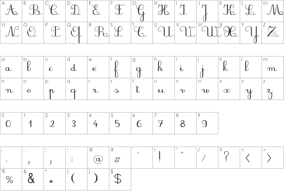 PlumBAL font character map preview