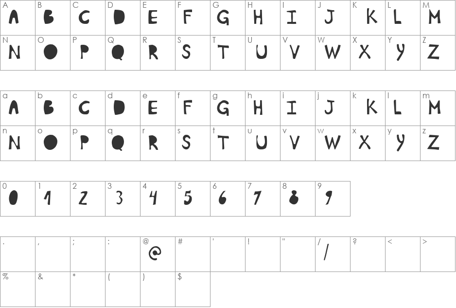 Plumon font character map preview