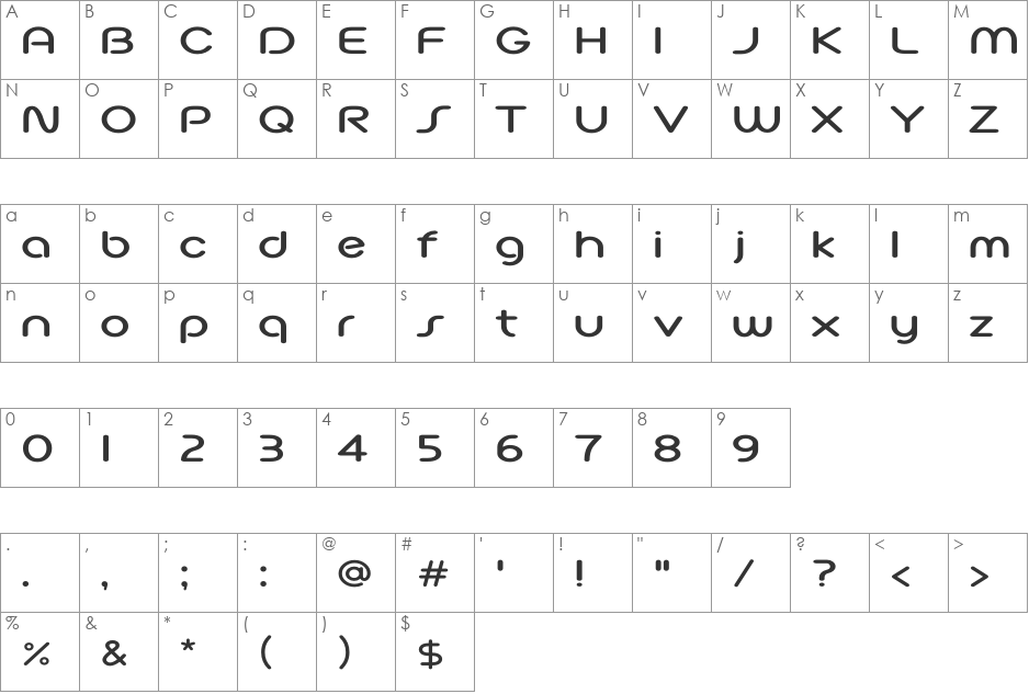 Plymdale font character map preview