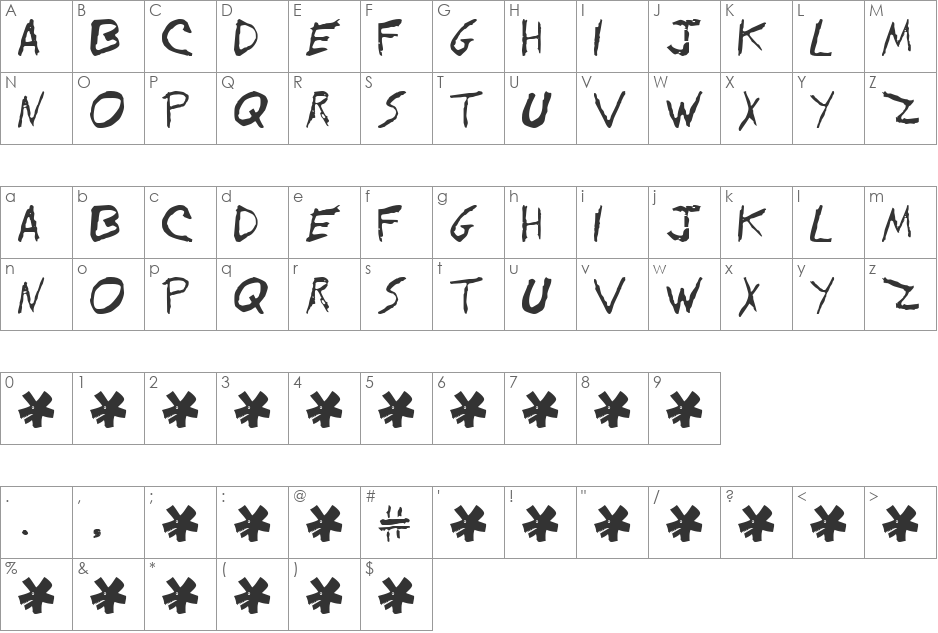 Pocha font character map preview