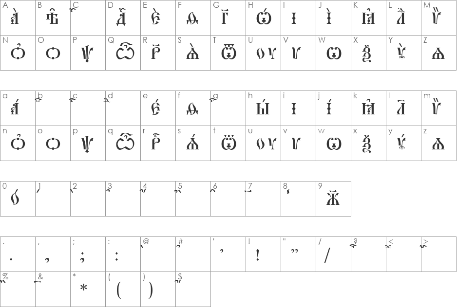 Pochaevsk Caps ieUcs font character map preview