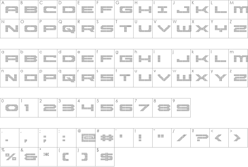 Pocket Ball Leftalic font character map preview