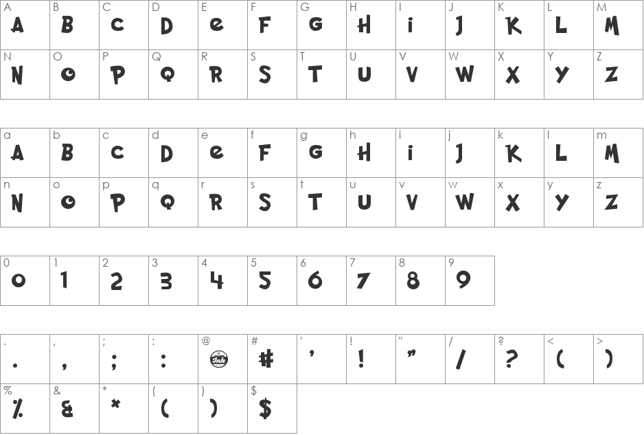 Pocket Monk font character map preview