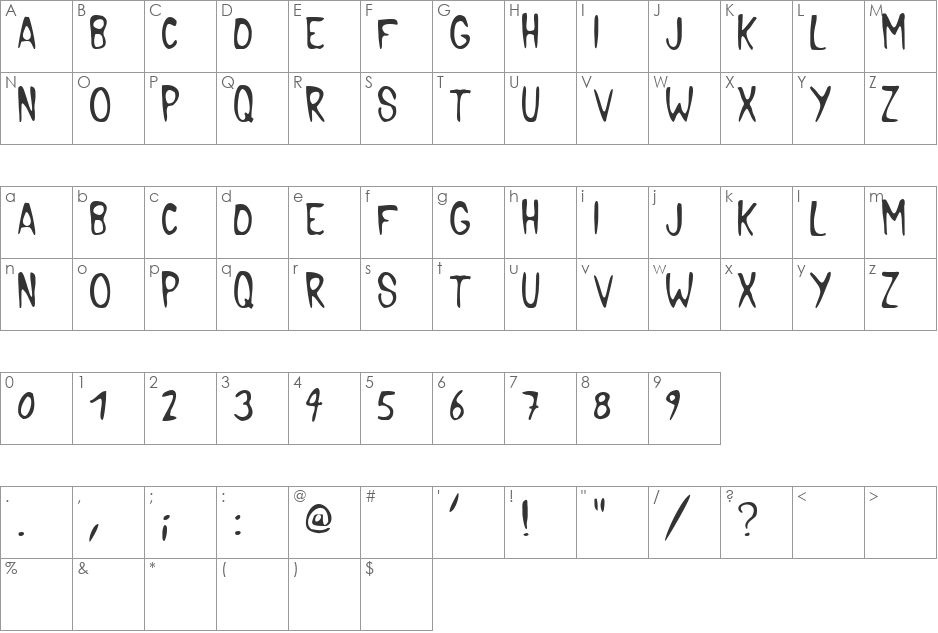 Pocket Monster font character map preview