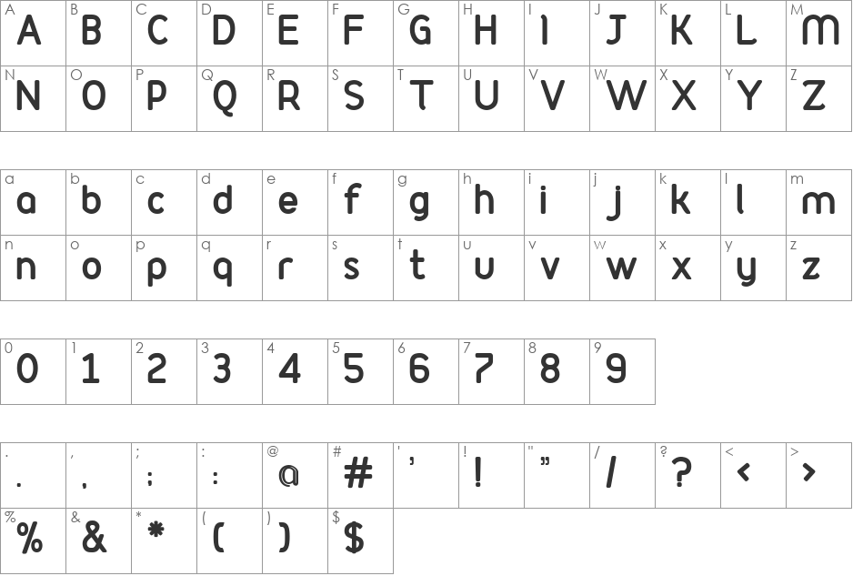 Podium font character map preview