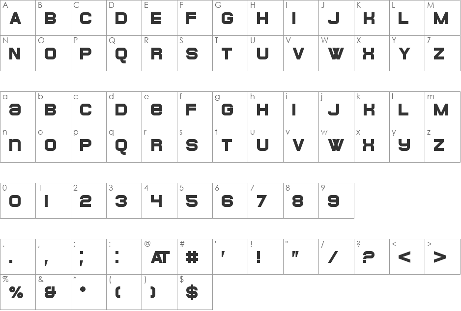 POE Unicase font character map preview