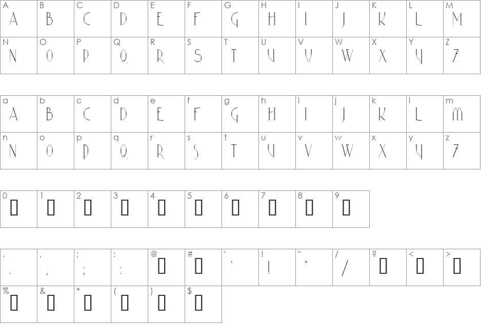 PoetryInline font character map preview