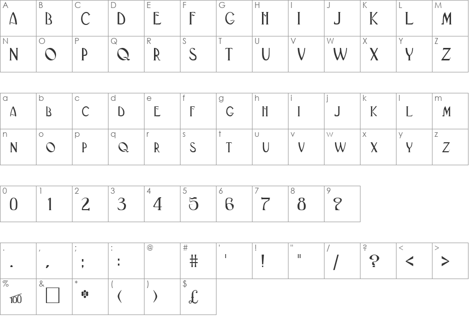 PoimenSCapsSSK font character map preview