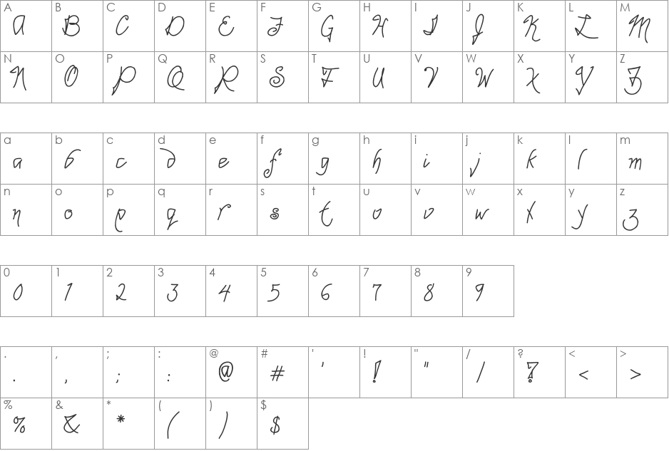 Point-Dexter font character map preview