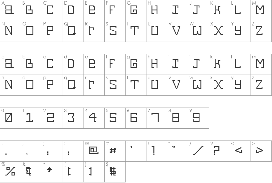 Pointepky font character map preview