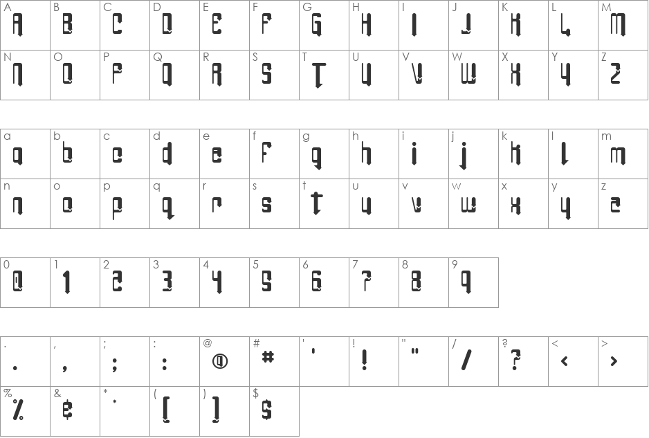 Pointer font character map preview