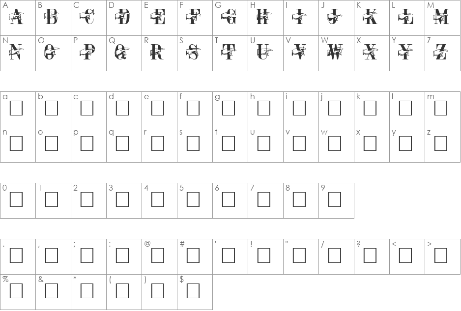 Pointer Caps Regular font character map preview