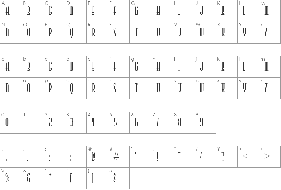 Points West NF font character map preview